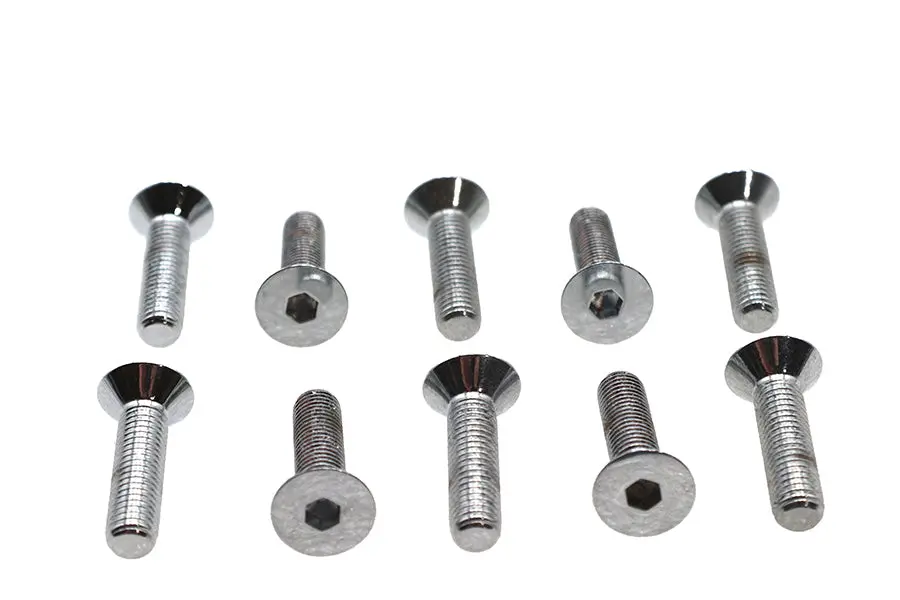 Allen Flat Head Screws Chrome 1/4 Inch X 1 Inch - V-Twin Mfg. 1