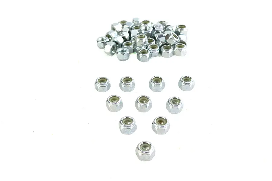 Zinc Hex Nuts 1/4 Inch-20 Nyloc - V-Twin Mfg. 1