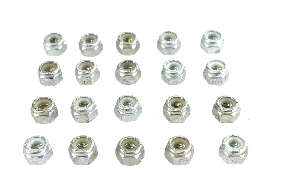 Zinc Hex Nuts 1/4 Inch-28 Nyloc - V-Twin Mfg. 1