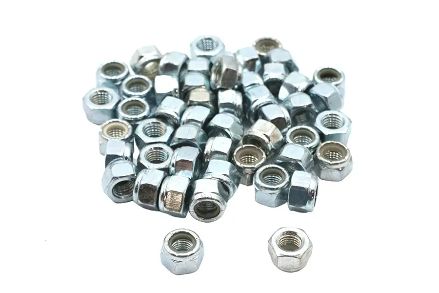 Zinc Hex Nuts 5/16 Inch-24 Nyloc - V-Twin Mfg. 1