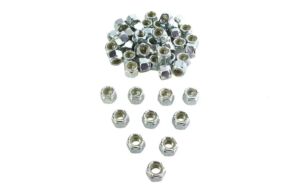 Zinc Hex Nuts 3/8 Inch-16 Nyloc - V-Twin Mfg. 1