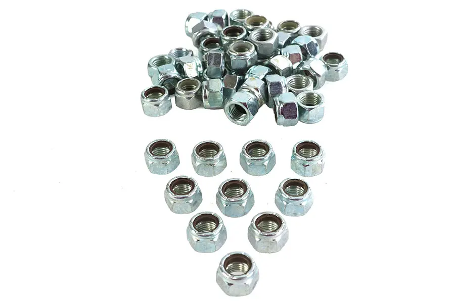 Zinc Hex Nuts 7/16 Inch-20 Nyloc - V-Twin Mfg. 1
