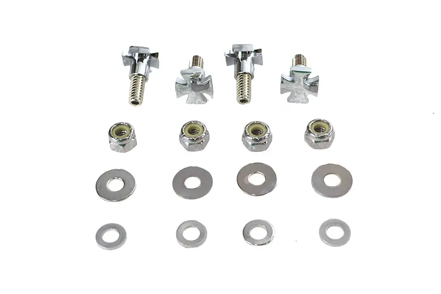 License Plate Frame Mount Bolt Set Chrome Maltese Style - V-Twin Mfg. 1