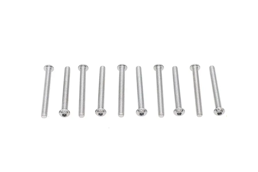 Allen Button Head Screws Chrome 1/4 Inch X 2-1/2 Inch - V-Twin Mfg. 1