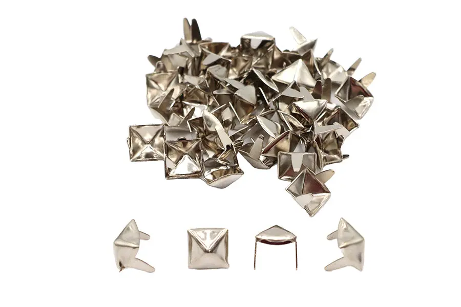 3/8 Inch Pyramid Saddlebag Spots Bright Nickel - V-Twin Mfg. 1