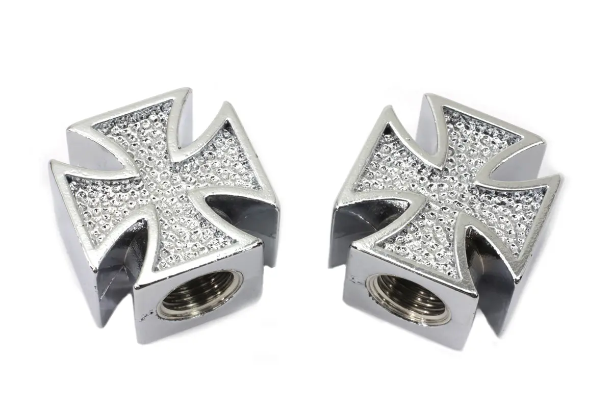 Chrome Maltese Cross Valve Set Cover Set - V-Twin Mfg. 1