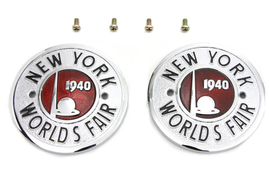 1940 World's Fair Round Tank Emblem Set - V-Twin Mfg. 1