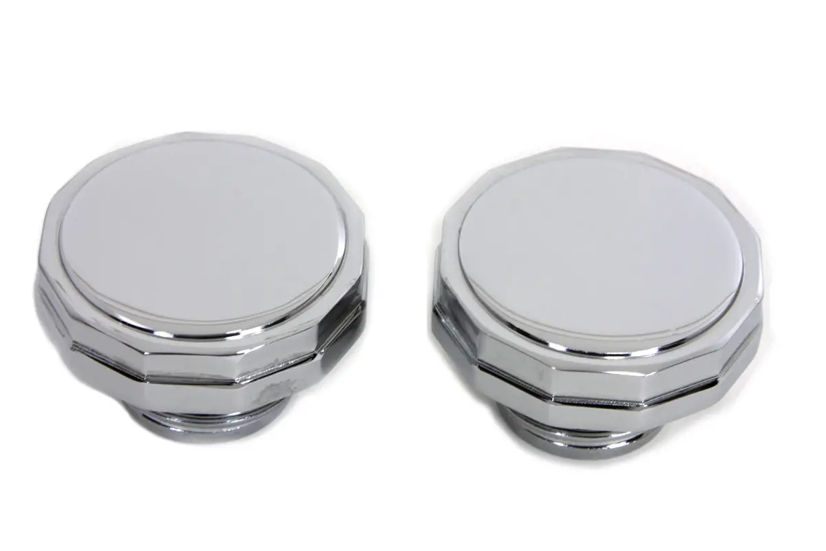 Chrome Hexagon Style Vented And Non-Vented Gas Cap Set - V-Twin Mfg. 1