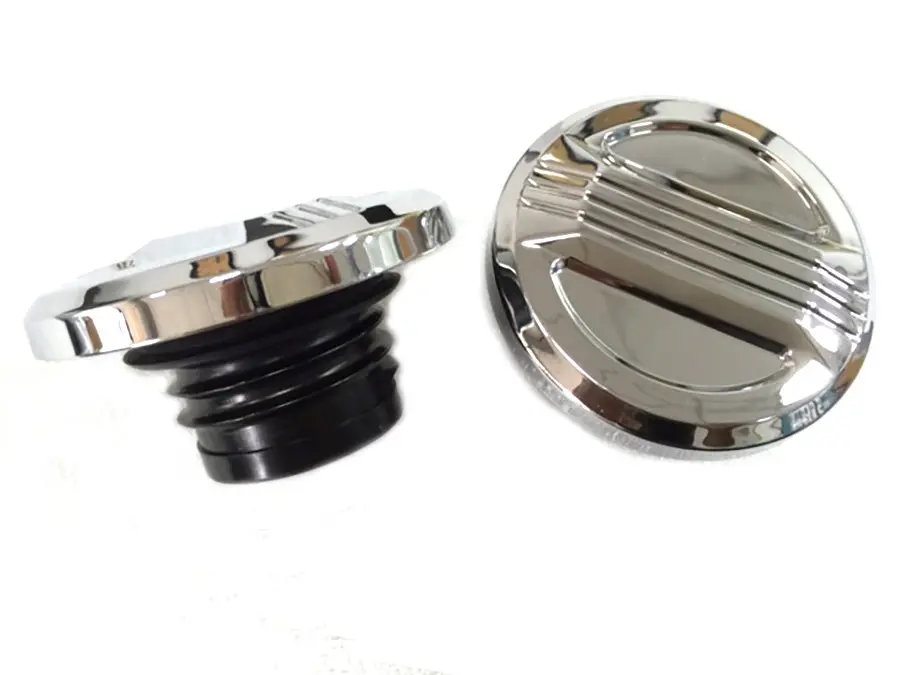 Air Flow Gas Cap Set Chrome - V-Twin Mfg. 1