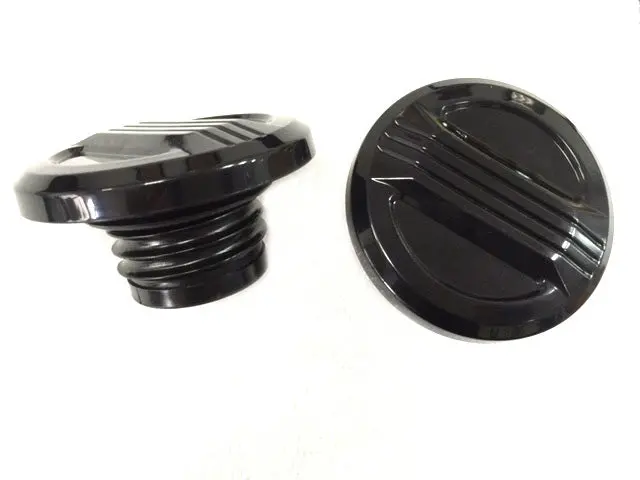 Air Flow Gas Cap Set Black - V-Twin Mfg. 1