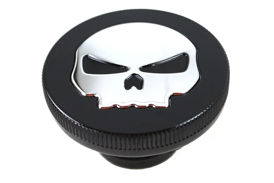 Black Skull Style Vented Gas Cap - V-Twin Mfg. 1