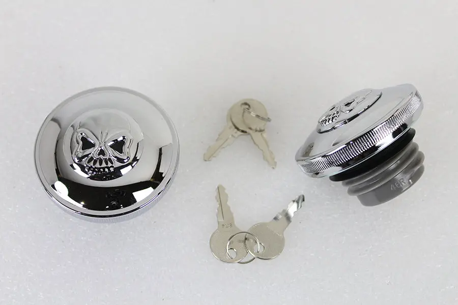 Keyed Gas Cap Set Vented And Non-Vented Chrome - V-Twin Mfg. 1
