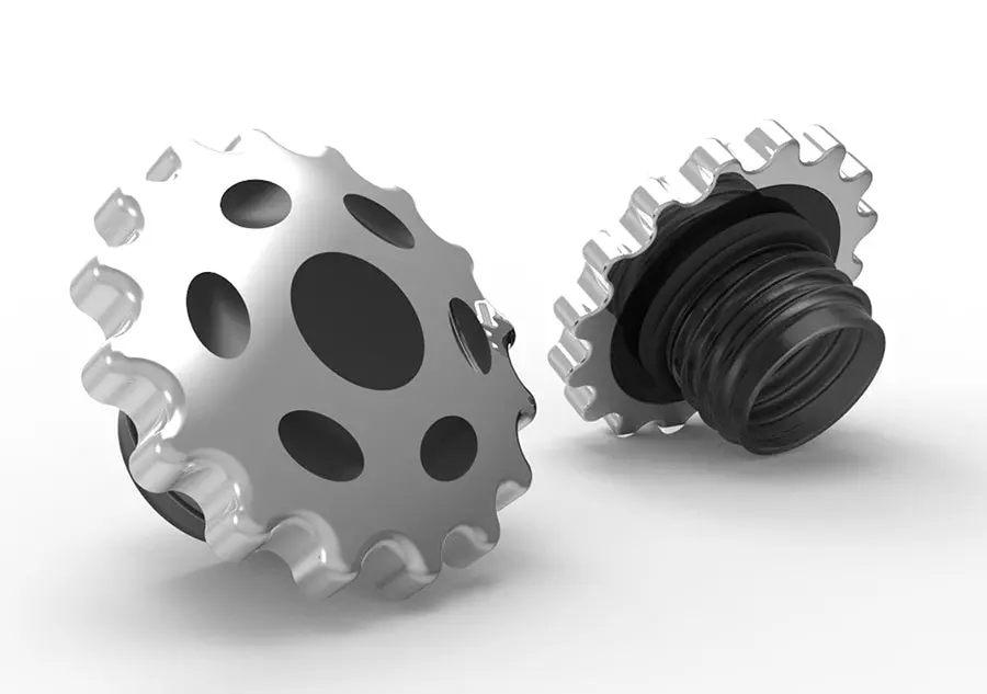 Sprocket Gas Cap Set Vented And Non-Vented Chrome - V-Twin Mfg. 1