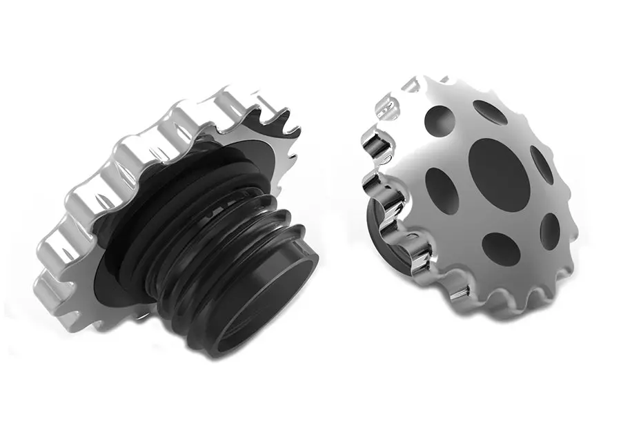 Sprocket Gas Cap Set Vented And Non-Vented Chrome - V-Twin Mfg. 1