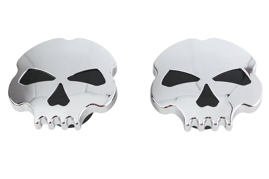 Skull Style Gas Cap Set Chrome - V-Twin Mfg. 1