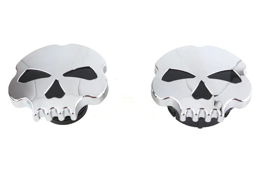 Skull Style Gas Cap Set Chrome - V-Twin Mfg. 1