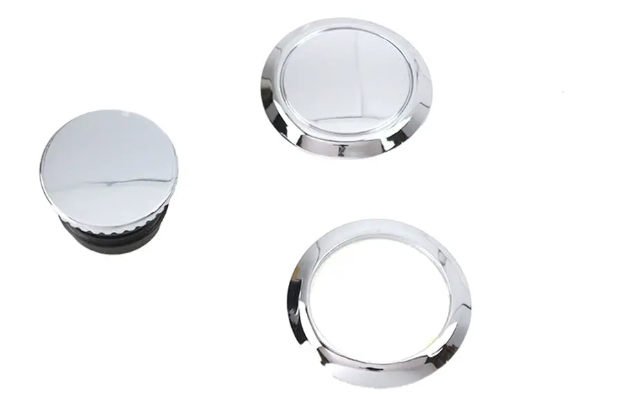 Flush Mount Gas Cap & Left Side Tank Cap Kit Chrome - V-Twin Mfg. 1