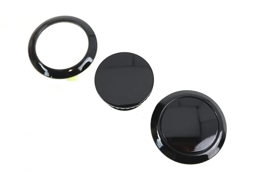 Flush Mount Gas Cap & Left Side Tank Cap Kit Black - V-Twin Mfg. 1