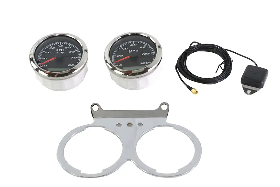 85Mm Gps Speedometer And Tachometer Kit Chrome - V-Twin Mfg. 1