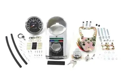 Chrome Cast Dash Panel Kit With 2240:60 Ratio Speedometer - V-Twin Mfg. 1