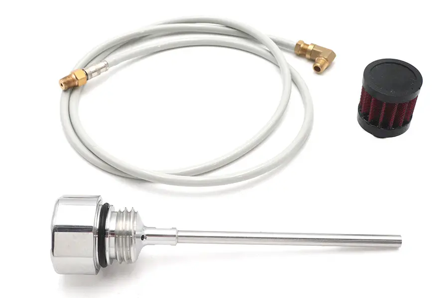 M8 Oil Tank Vented Dipstick Polished - V-Twin Mfg. 1