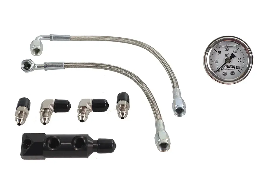 Panhead Rocker Box Oil Line And Gauge Kit - V-Twin Mfg. 1