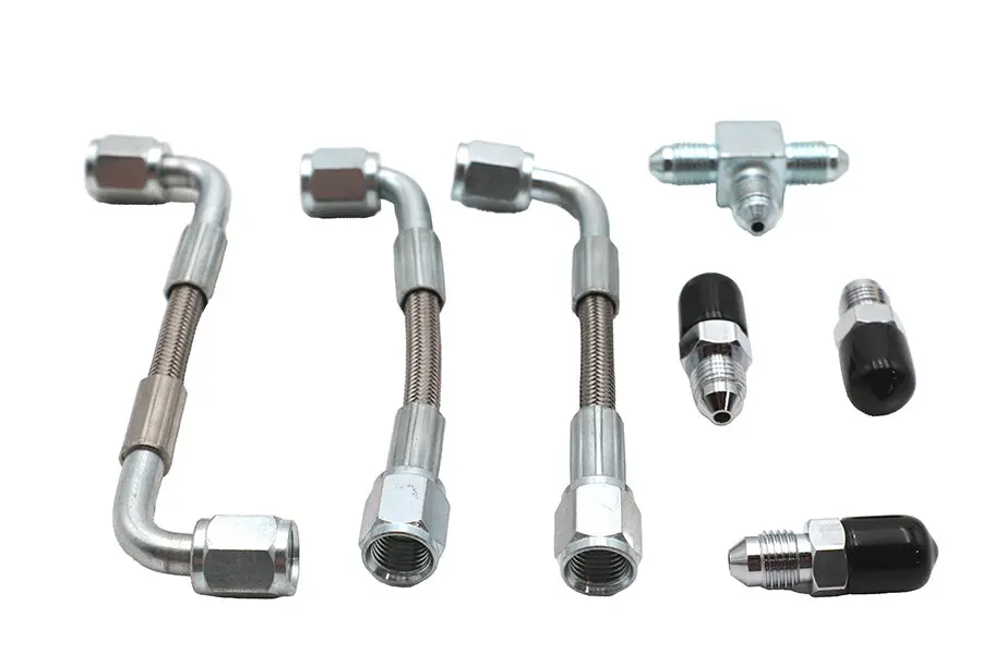 Bastardo Overhead Valve Oil Line Set Stainless Steel - V-Twin Mfg. 1