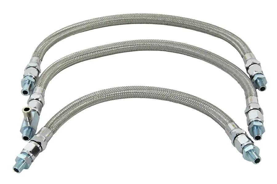 Stainless Steel Oil Line Set 3 Piece - V-Twin Mfg. 1