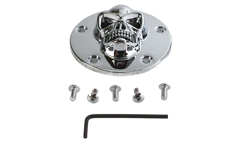 Skull Face Ignition System Cover 5-Hole Chrome - V-Twin Mfg. 1