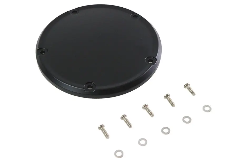 M8 Flat Black 5-Hole Smooth Derby Cover - V-Twin Mfg. 1