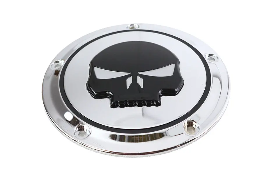 Chrome 5 Hole Skull Derby Cover - V-Twin Mfg. 1