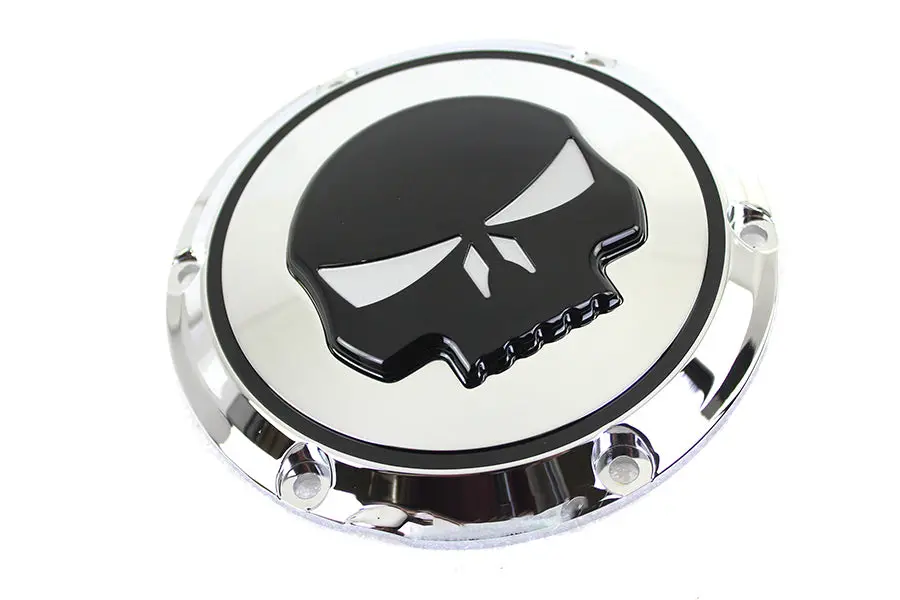 Chrome 6 Hole Skull Derby Cover - V-Twin Mfg. 1