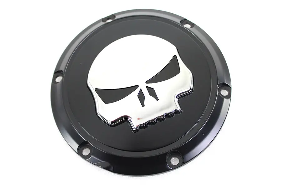 Black 6 Hole Skull Derby Cover - V-Twin Mfg. 1
