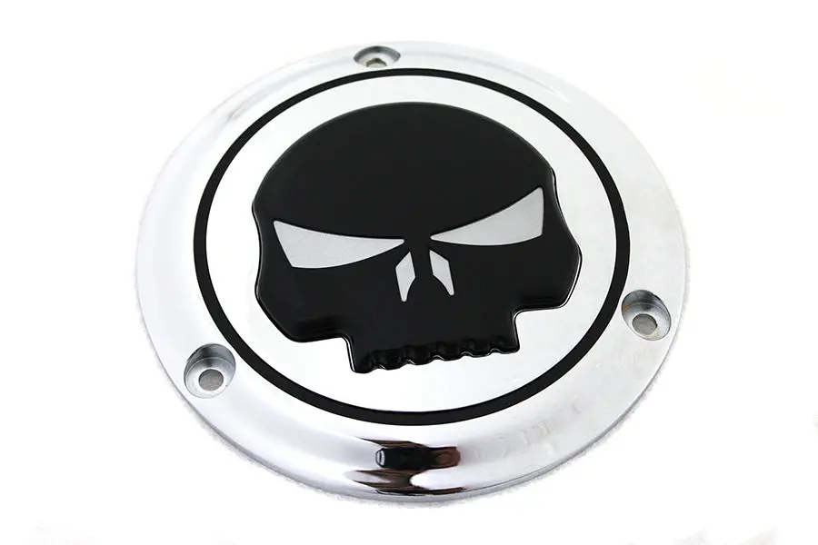 Chrome 3 Hole Skull Derby Cover - V-Twin Mfg. 1