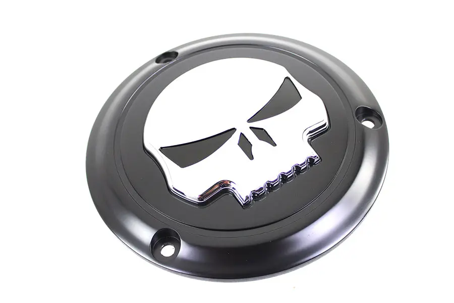 Black 3 Hole Skull Derby Cover - V-Twin Mfg. 1