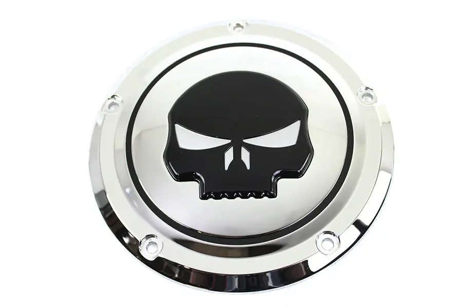 Chrome 5 Hole Skull Derby Cover - V-Twin Mfg. 1