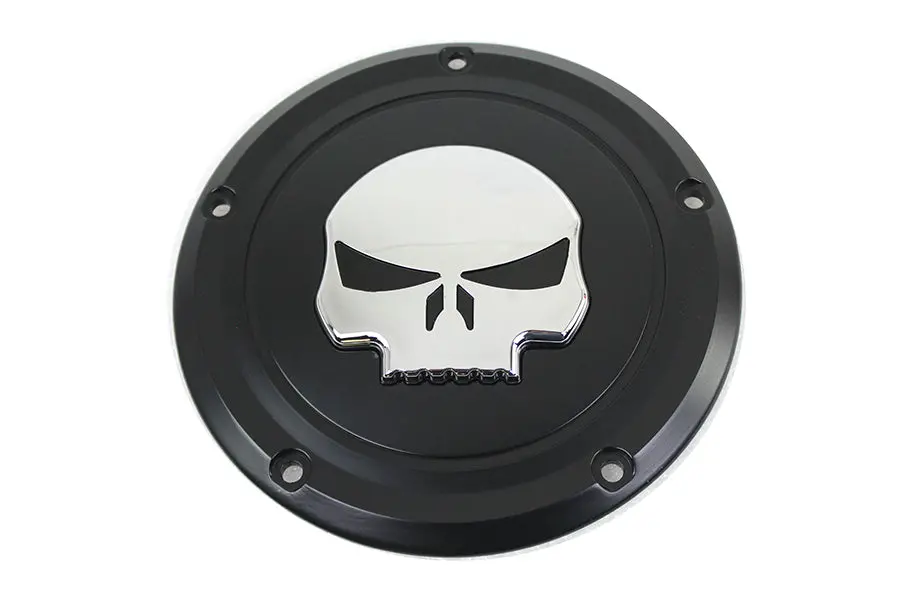 Black 5 Hole Skull Derby Cover - V-Twin Mfg. 1