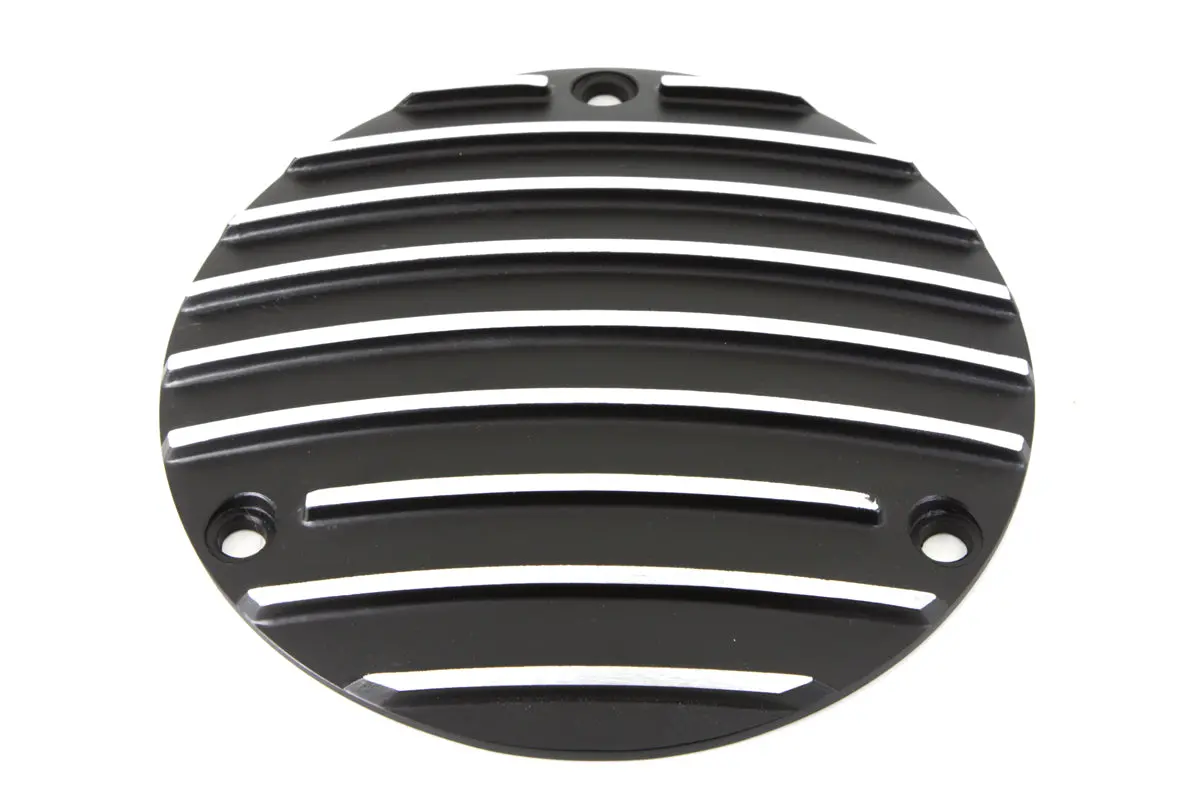Finned Derby Cover Black - V-Twin Mfg. 1