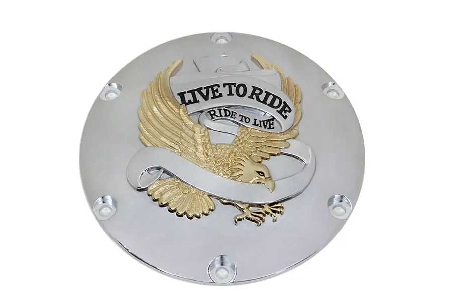 Eagle Spirit Derby Cover Gold Inlay - V-Twin Mfg. 1