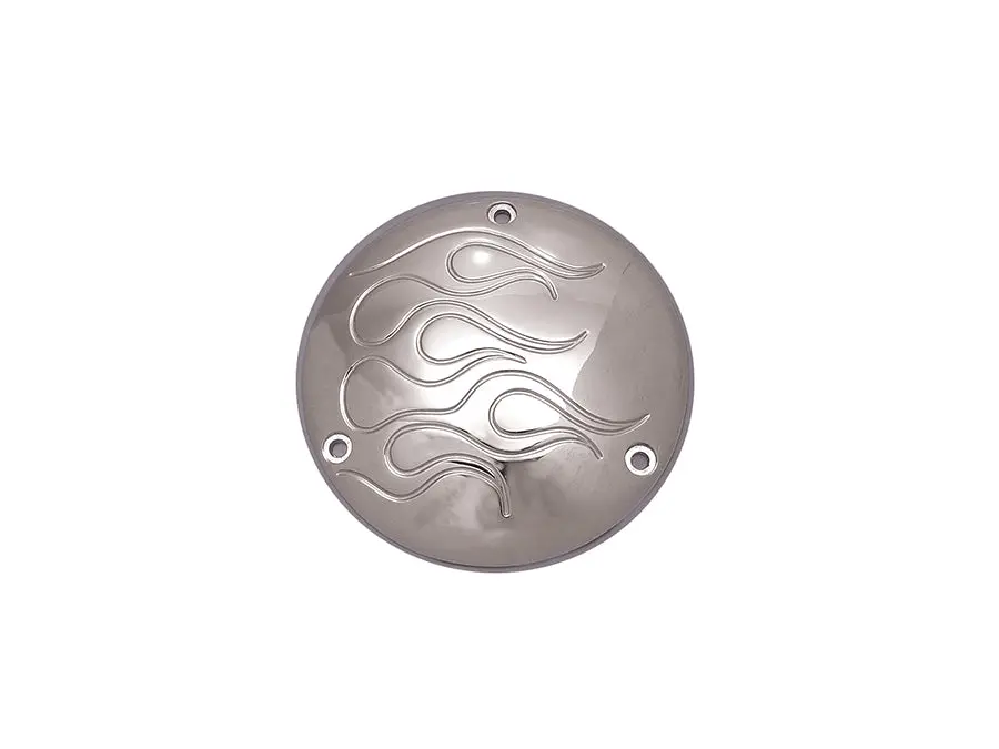 Chrome Flame Derby Cover - V-Twin Mfg. 1