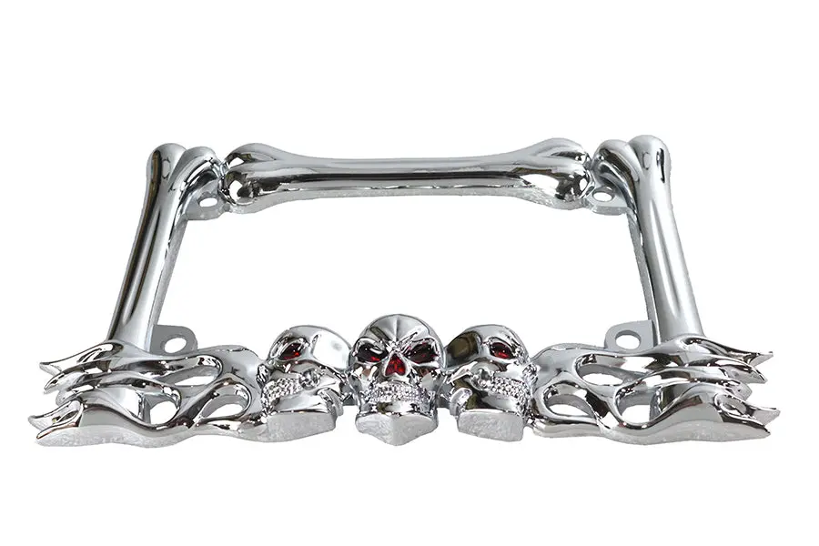 License Plate Frame Skull Style Chrome - V-Twin Mfg. 1