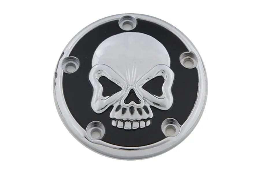 Skull Design 5 Hole Ignition System Cover Chrome - V-Twin Mfg. 1