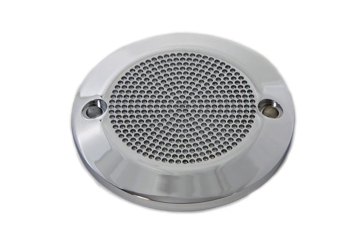 Chrome 2-Hole Perforated Ignition System Cover - V-Twin Mfg. 1