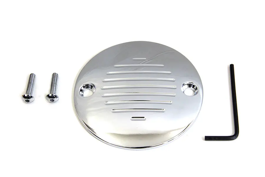 Grooved Ignition System Cover 2-Hole Chrome - V-Twin Mfg. 1