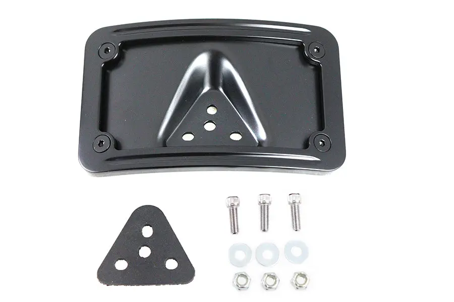 License Plate Bracket Curved Laydown Style Black - V-Twin Mfg. 1