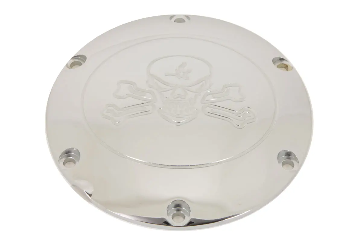 Skull With Cross Bones Derby Cover Chrome - V-Twin Mfg. 1