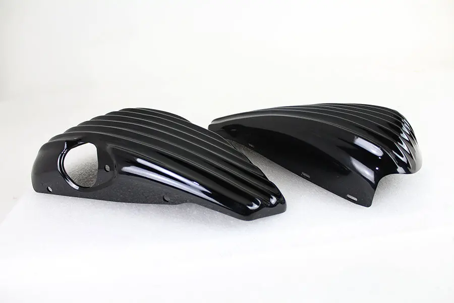 Finned Oil Tank And Battery Side Cover Set Gloss Black - V-Twin Mfg. 1