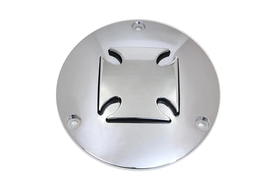 Iron Cross Raised Primary Derby Cover Chrome Billet - V-Twin Mfg. 1