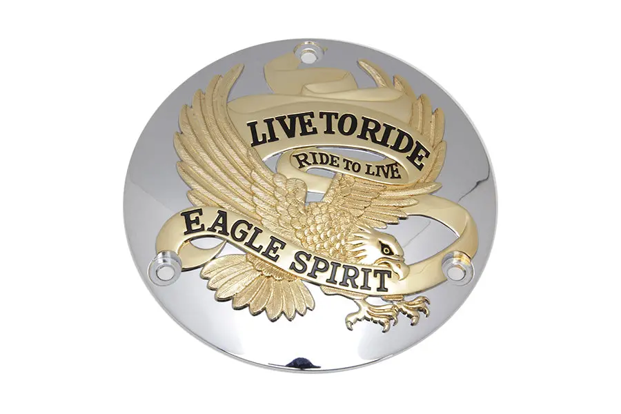 Eagle Spirit Derby Cover Gold Inlay - V-Twin Mfg. 1