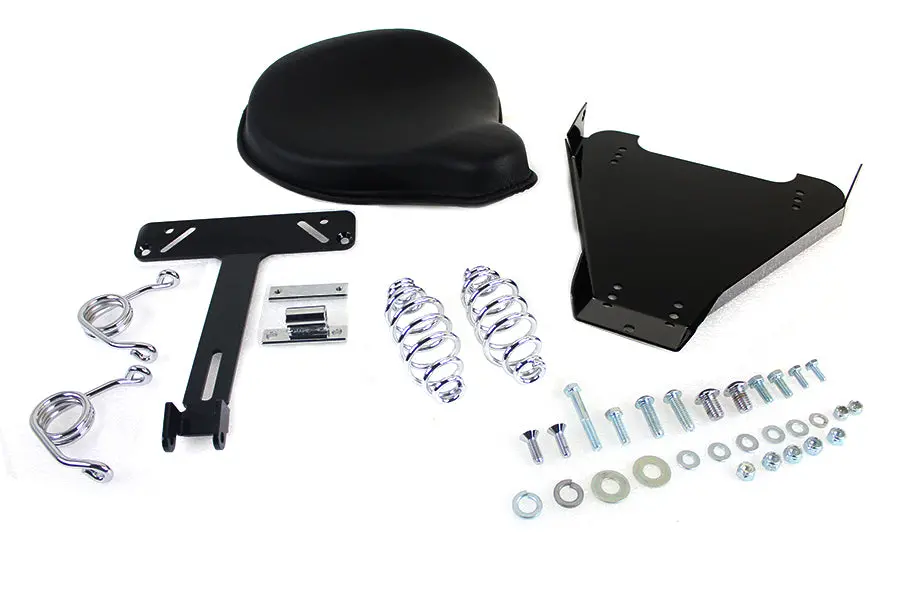 Black Leather Solo Seat With Mount Kit - V-Twin Mfg. 1